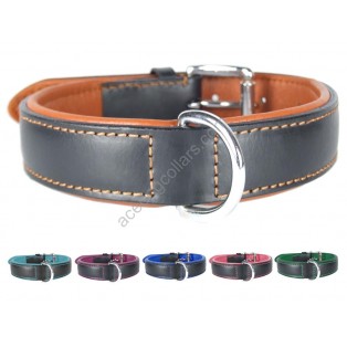 Ace Comfy LEATHER DOG COLLAR Padded And lined with soft Lamb's Leather (Tan, Baby Blue, Purple, Blue, Pink, Green)
